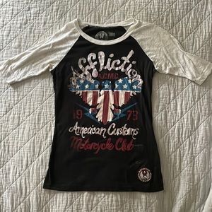 Affliction American Customs tee with burnout sleeves